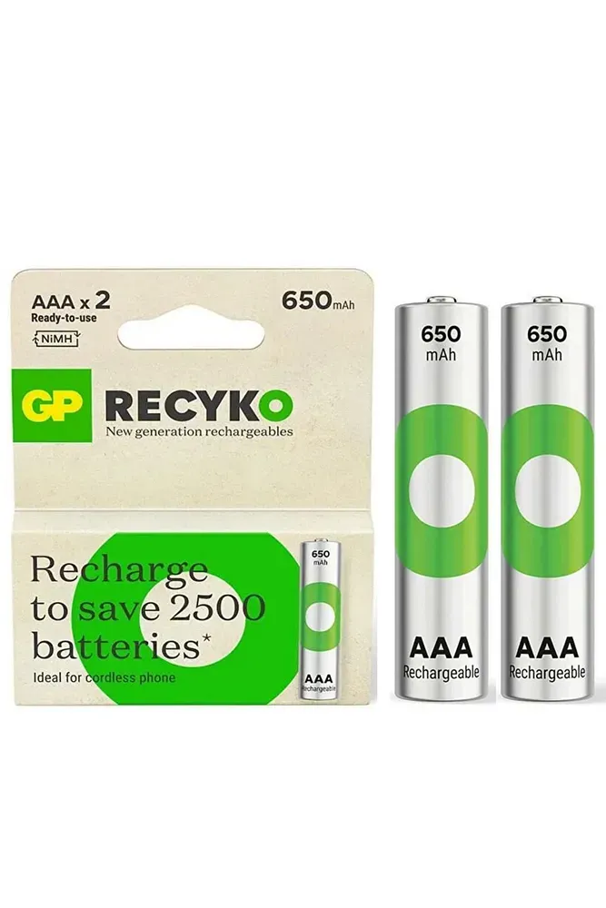 Gp Recyko 650 Mah R03 Aaa Şarjlı 2li Ince Kalem Pil